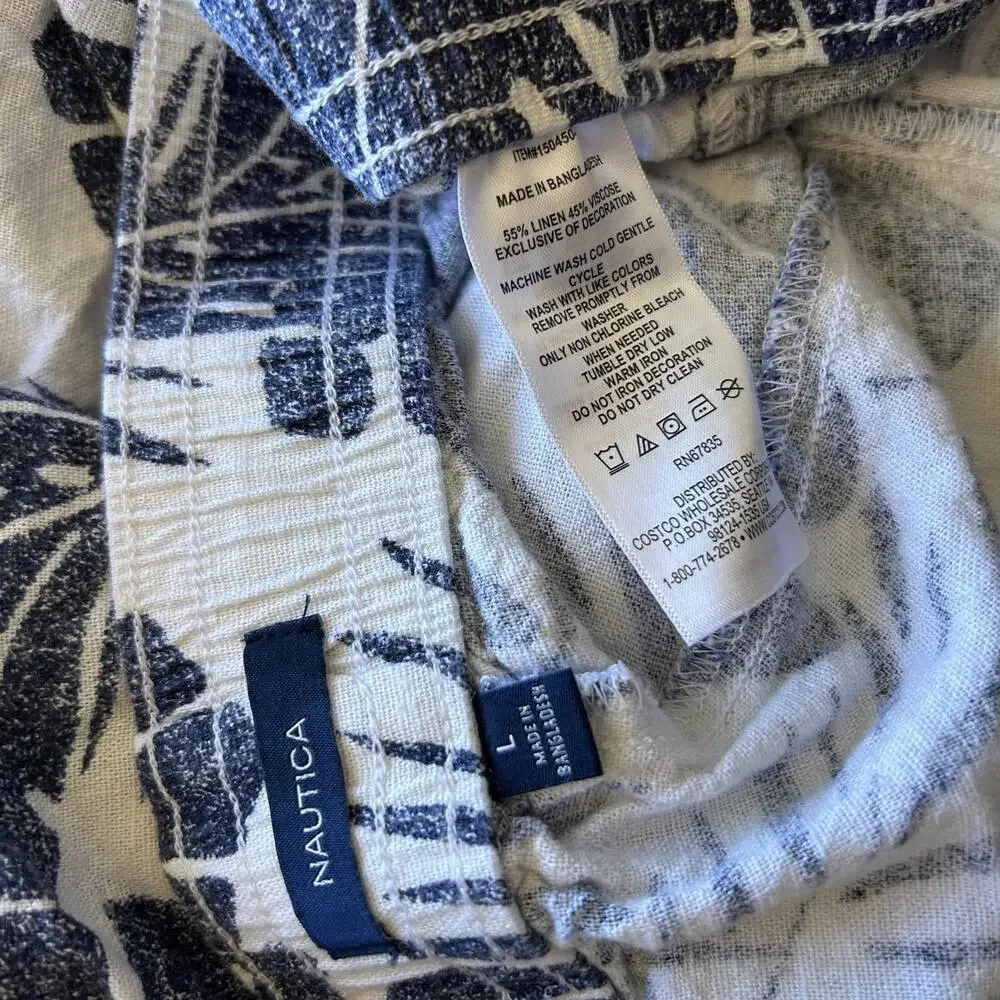 Nautica Hawaiian Print Floral Monstera Casual Drawstring Shorts Women’s Large